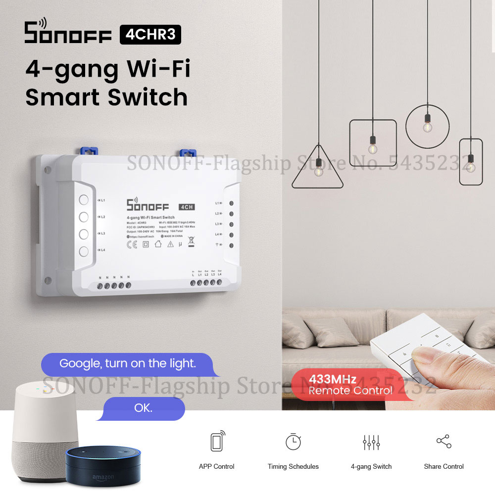 Itead SONOFF 4CH R3 Wifi Wirel – обзор и цена Home Automation Ideas