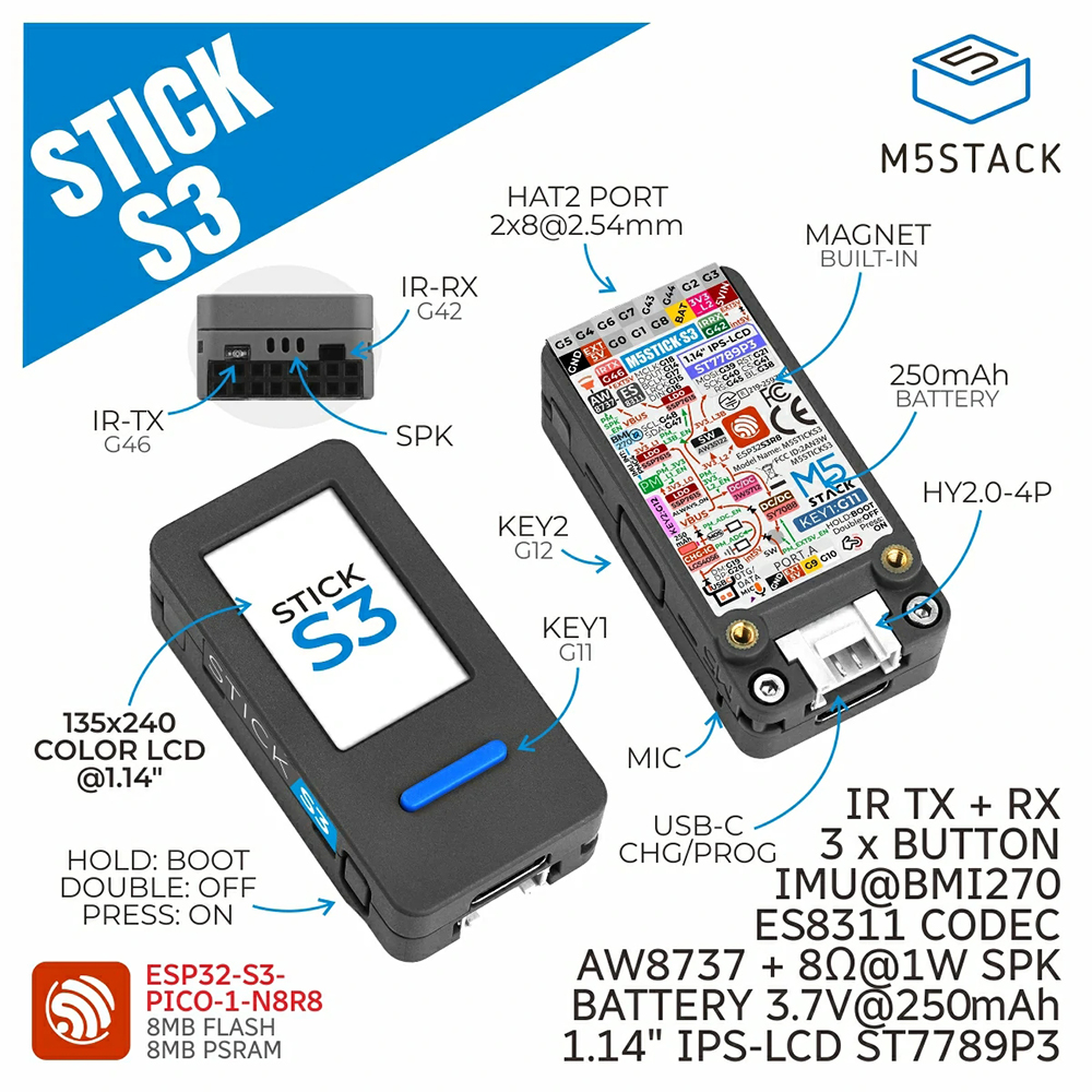 M5Stack M5StickS3 ESP32-S3 IoT – обзор и цена Smart Home Automation Diy