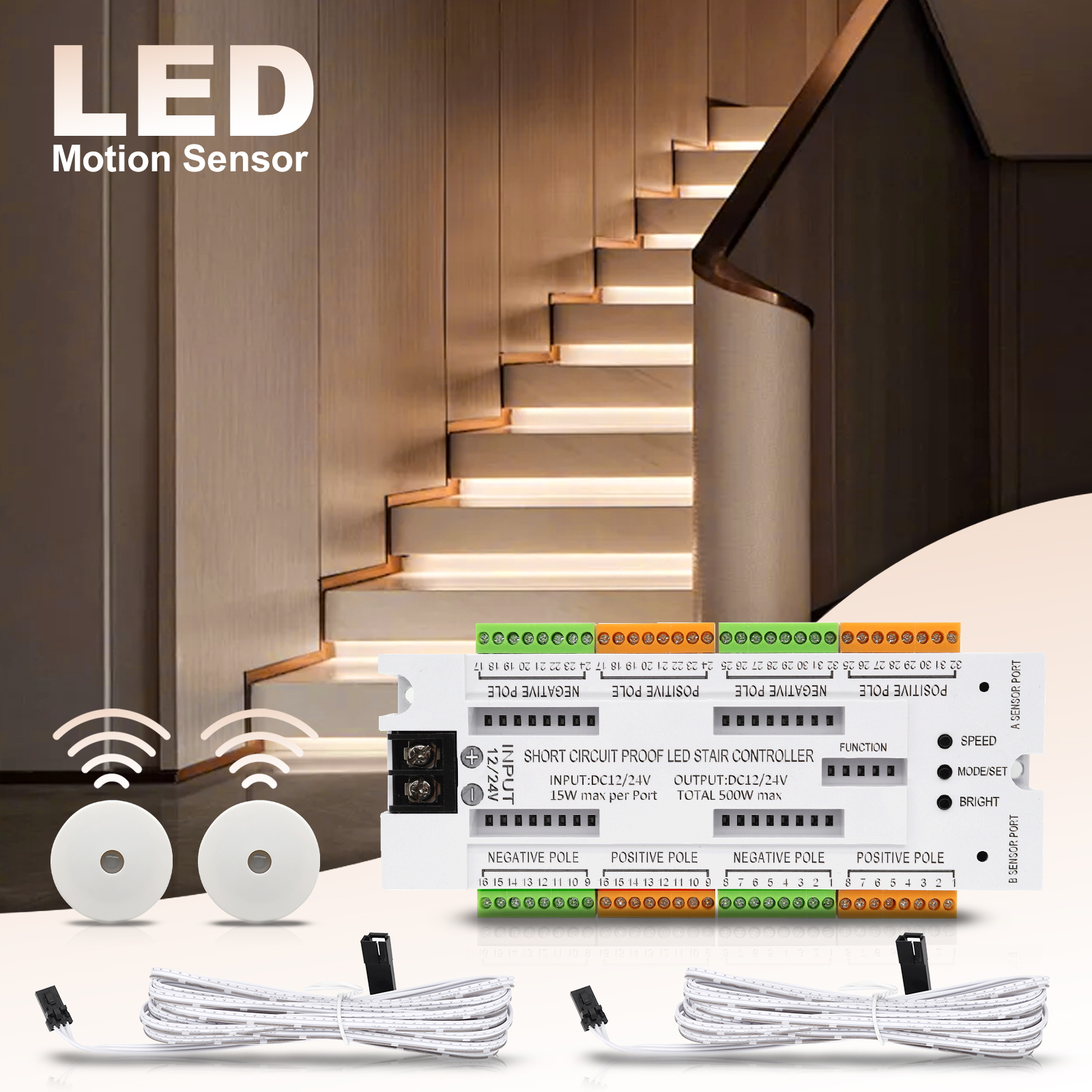 1-32 Steps Indoor Stair Light  – обзор и цена Motion Sensor Pir Wired