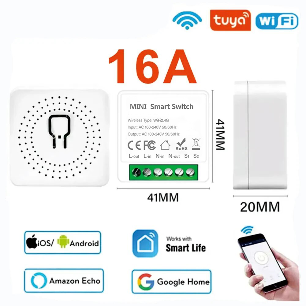 MINI 16A Tuya Wifi Switch DIY  – обзор и цена Diy Home Automation Controller